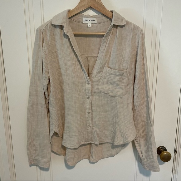 Anthropologie Tops - Anthropologie Cloth & Stone 100% Cotton Cream Button-Down Shirt